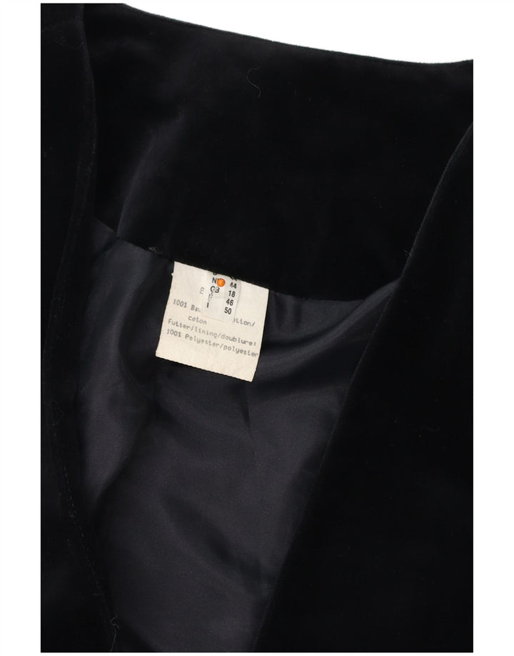 Jachetă pentru femei VINTAGE din catifea cu 3 nasturi, UK 18 XL, bumbac negru