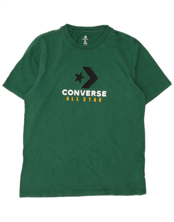 Tricou grafic Converse pentru bărbați Top din bumbac verde mediu