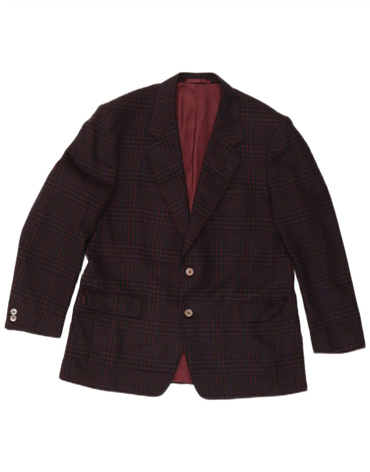 Vintage Mens 2 Button Blazer Jacket UK 38 Medium Brown Check Wool
