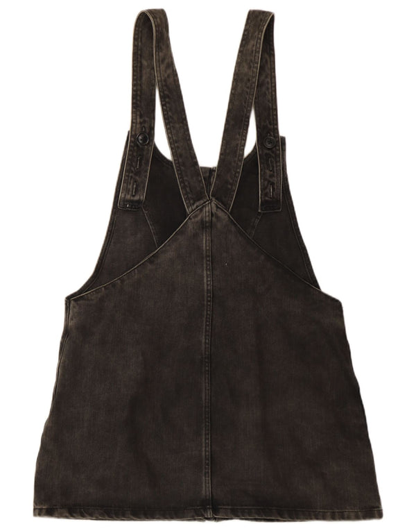 Zara Womens Trafaluc Mini Denim Salopetă Rochie UK 12 Medium Black Bumbac