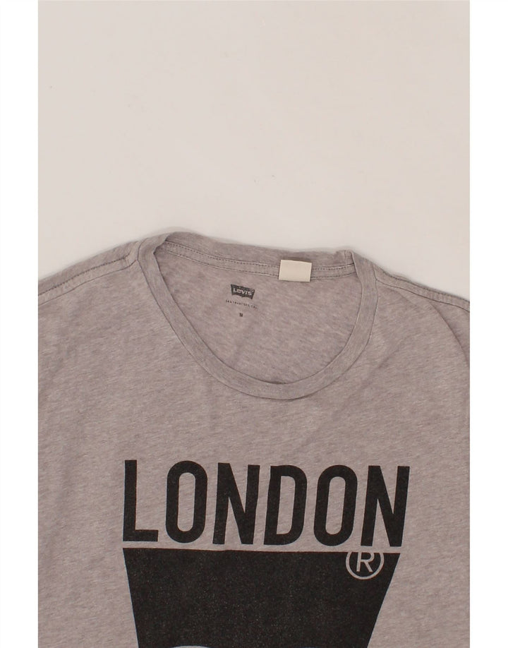 LEVI'S Mens London Graphic T-Shirt Top Medium Grey Cotton Vintage Levi's and Second-Hand Levi's from Messina Hembry 