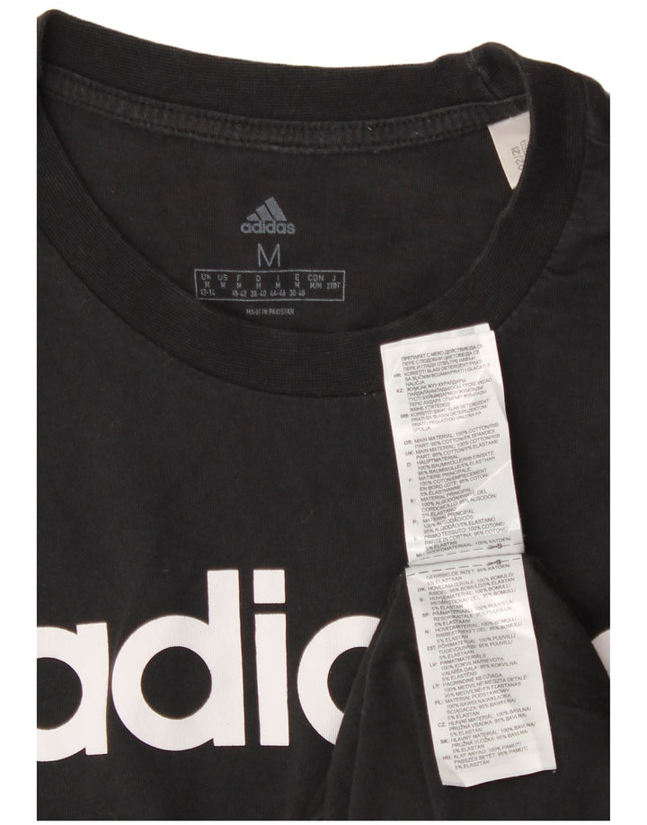 Tricou grafic ADIDAS pentru femei, Marea Britanie 12/14, bumbac mediu negru