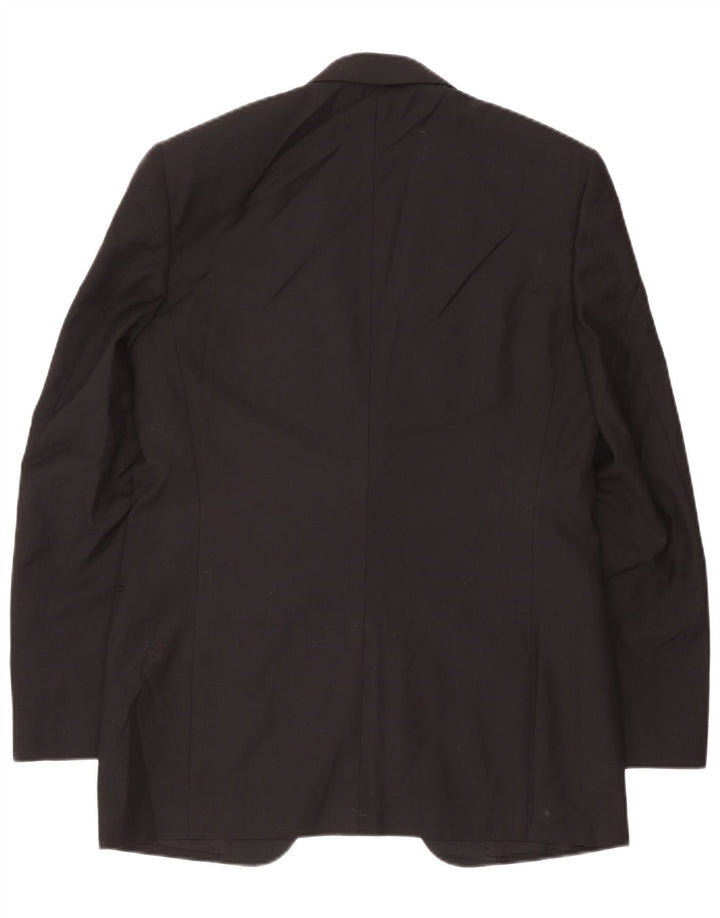 Jachetă pentru bărbați Canali cu paragate cu 1 nasture IT 48 Lână virgină neagră medie