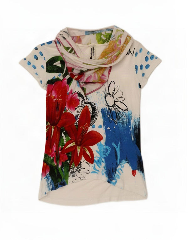 Tricou grafic Desigual pentru femei Top UK 14 Large White Viscose