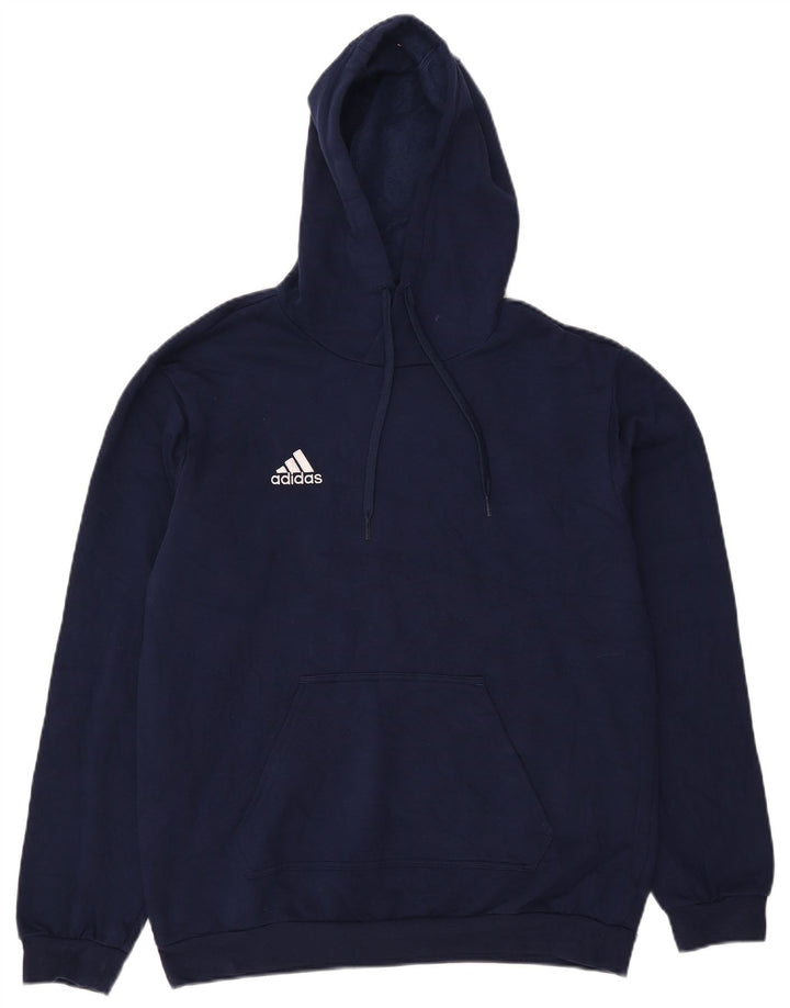 Pulover Adidas pentru bărbați, bumbac, albastru bleumarin mediu