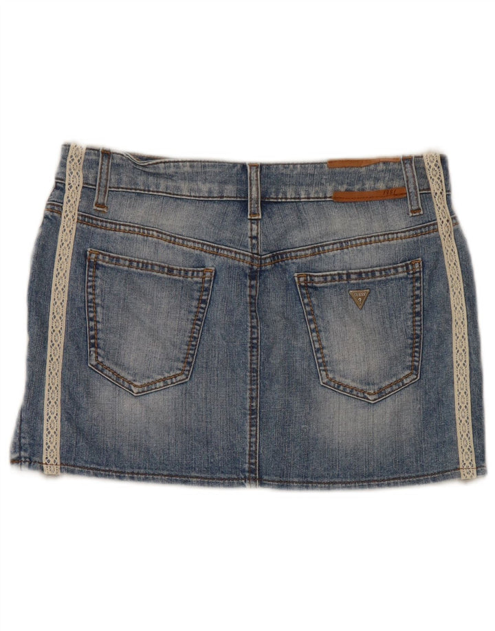 Fusta mini denim Guess pentru femei cu talie joasa W29 bumbac albastru mediu