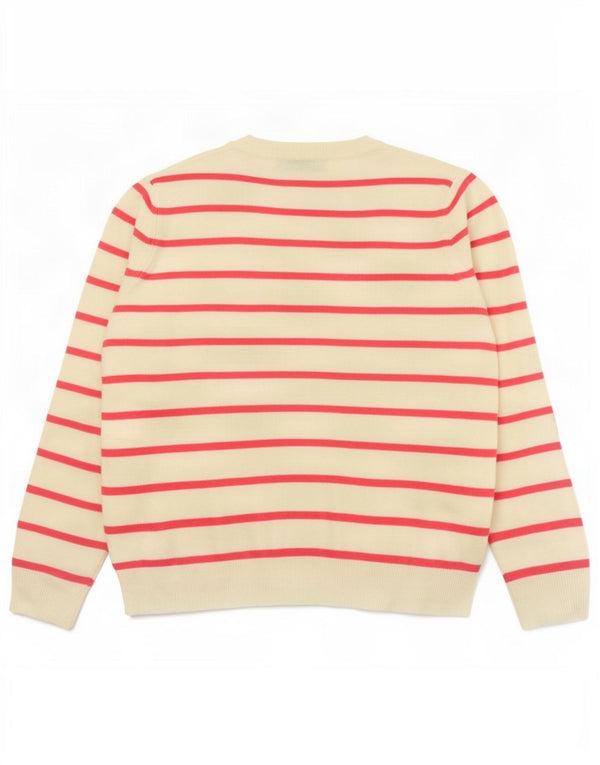 Pulover cu decolteu în V pentru femei Marks & Spencer UK 14 Medium roz în dungi