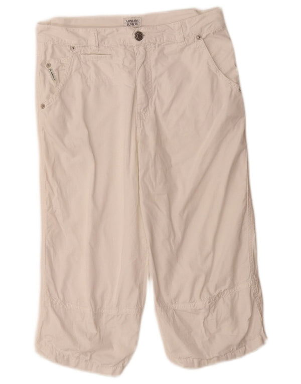 Armani Pantaloni Capri drepti pentru baieti 10-11 ani W26 L17 bumbac alb