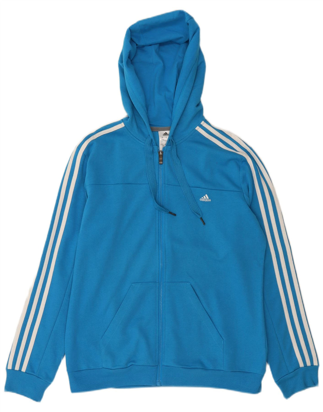ADIDAS Womens Climalite Zip Hoodie Sweater UK 16/18 Large Blue Cotton