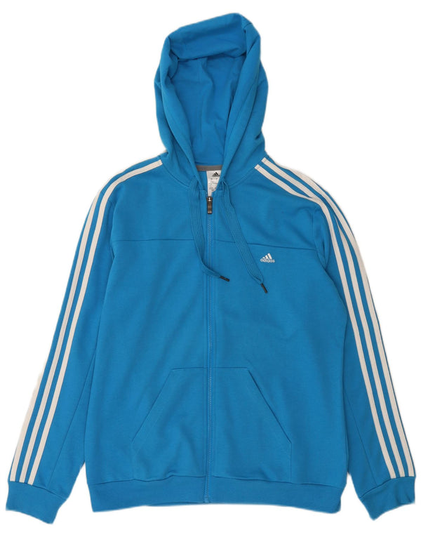 ADIDAS Womens Climalite Zip Hoodie Sweater UK 16/18 Large Blue Cotton