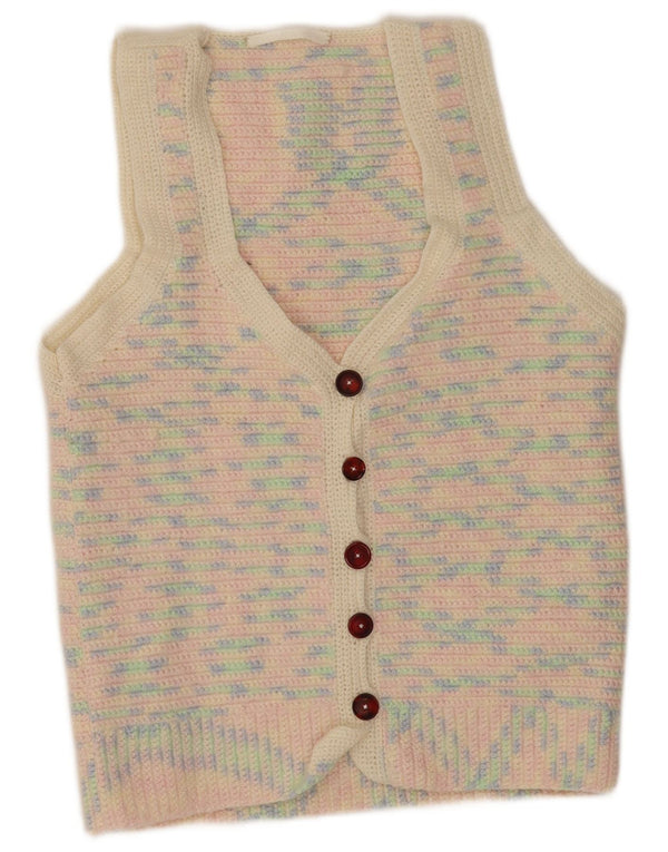 Pulover Cardigan Vintage pentru Damă UK 14 Medium Multicolore Pete