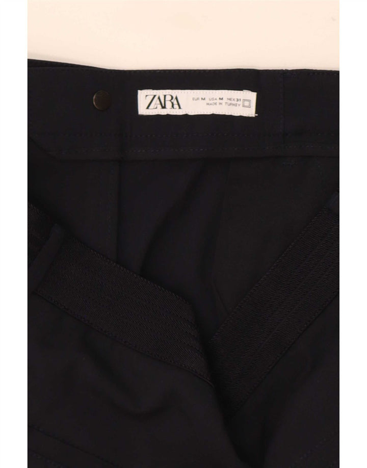 Pantaloni de costum drepți pentru femei Zara Mediu L30 L30 Poliester bleumarin