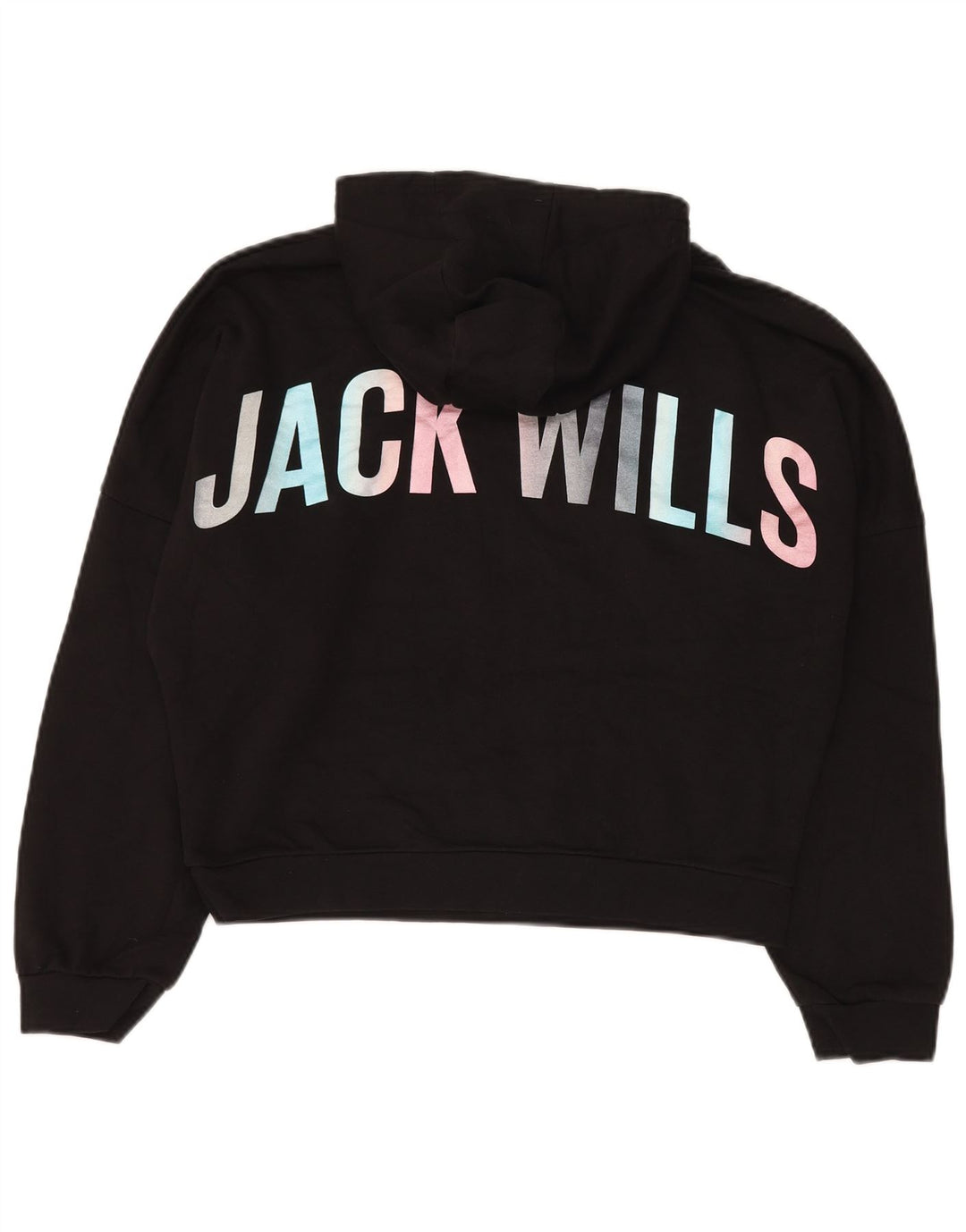 JACK WILLS Pulover pentru fete, crop supradimensionat, cu glugă, 14-15 ani, negru