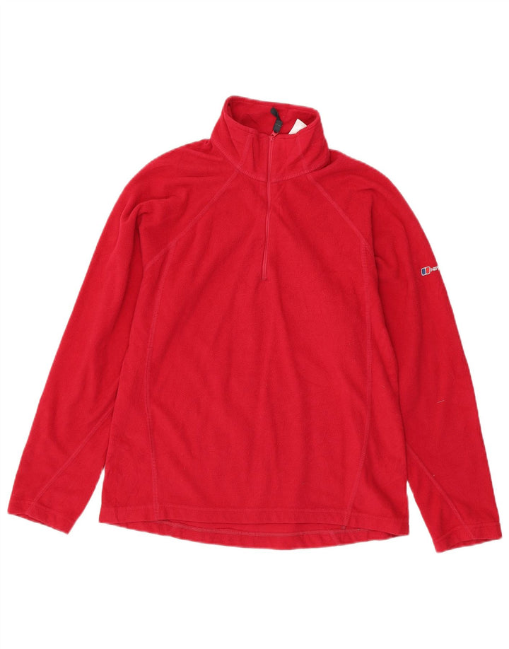 Pulover pentru femei BERGHAUS, cu fermoar și gât, din lână UK 12, poliester roz mediu
