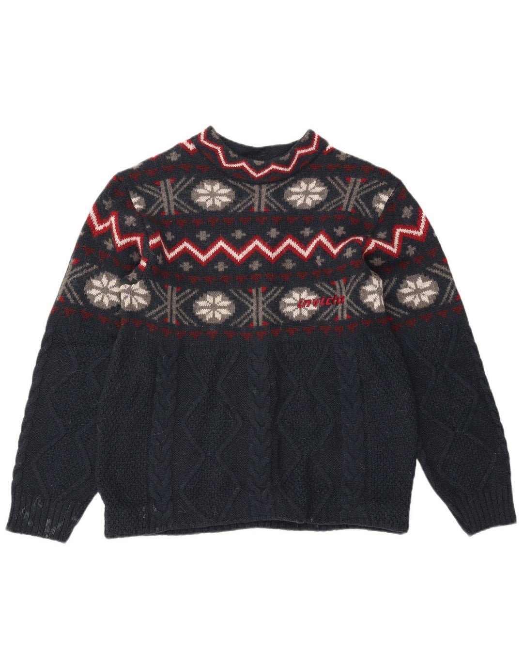 Pulover Invicta pentru bărbați, cu gât crew, mijlociu, bleumarin, Fair Isle
