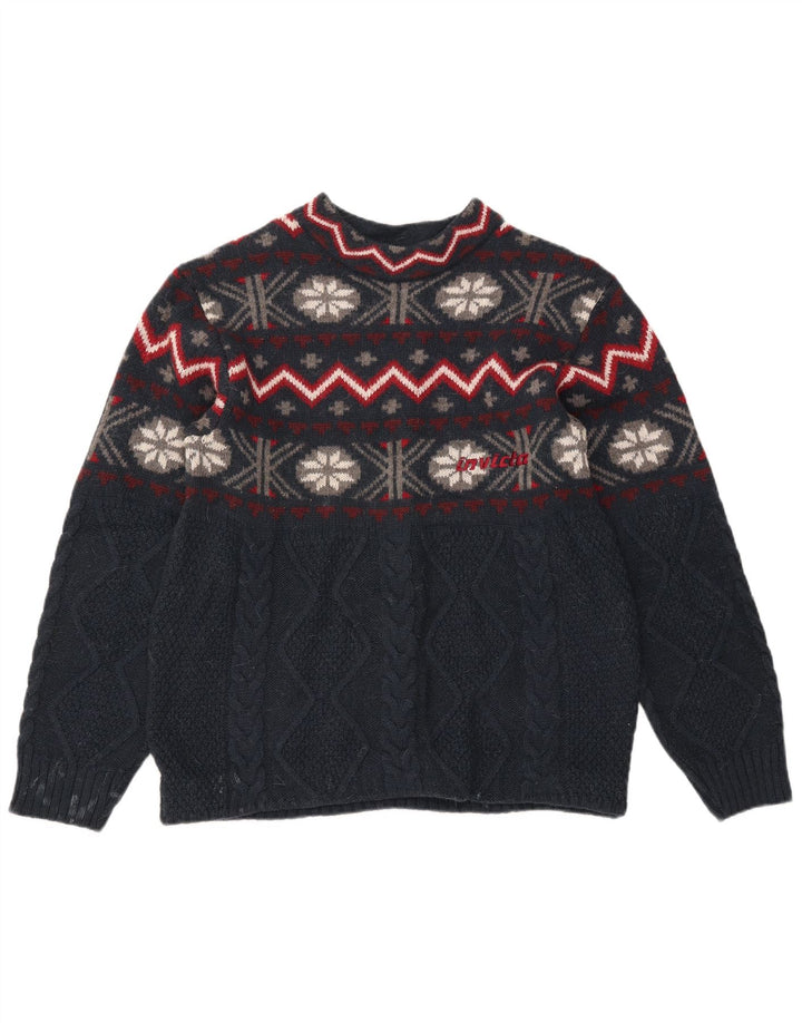 Pulover Invicta pentru bărbați, cu gât crew, mijlociu, bleumarin, Fair Isle