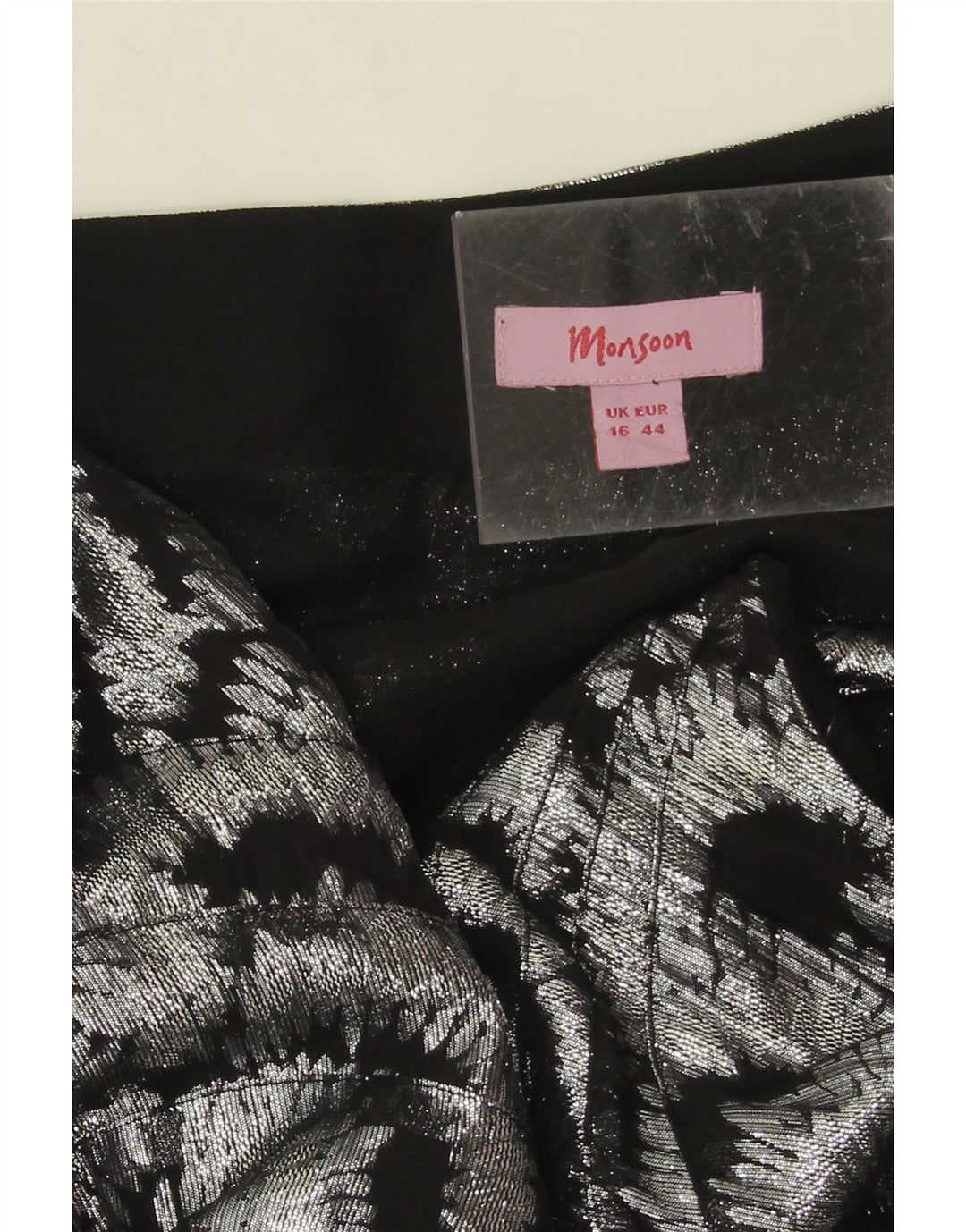 Rochie Maxi pentru femei Monsoon, cu model abstract, cu un umăr UK 16, argintiu mare