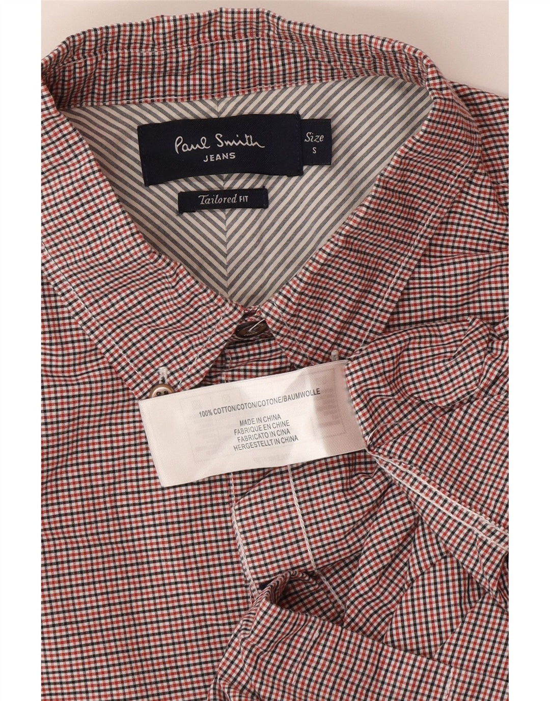 Cămașă croită pentru bărbați Paul Smith, bumbac cu carouri mici, roșii