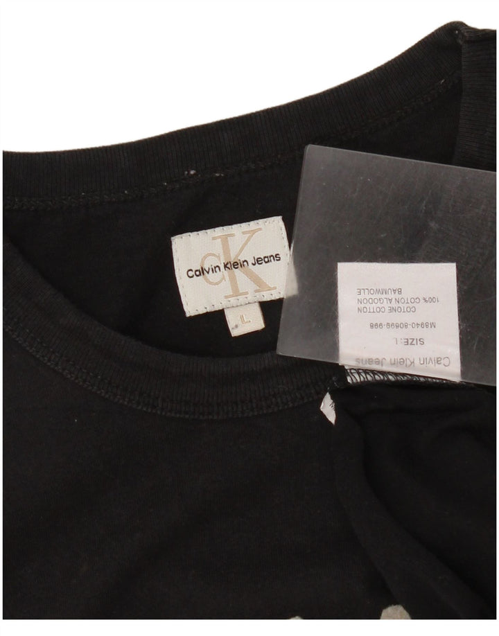 Calvin Klein Jeans Top grafic pentru bărbați cu mânecă lungă, mare, negru, bumbac
