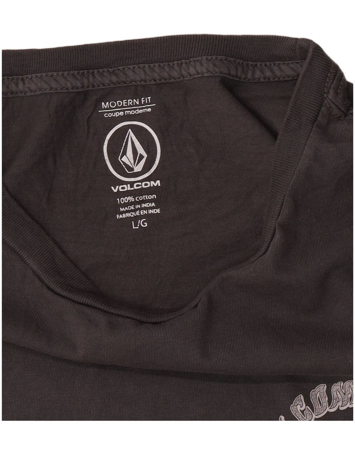 Tricou grafic pentru bărbați Volcom Modern Fit Top mare din bumbac gri