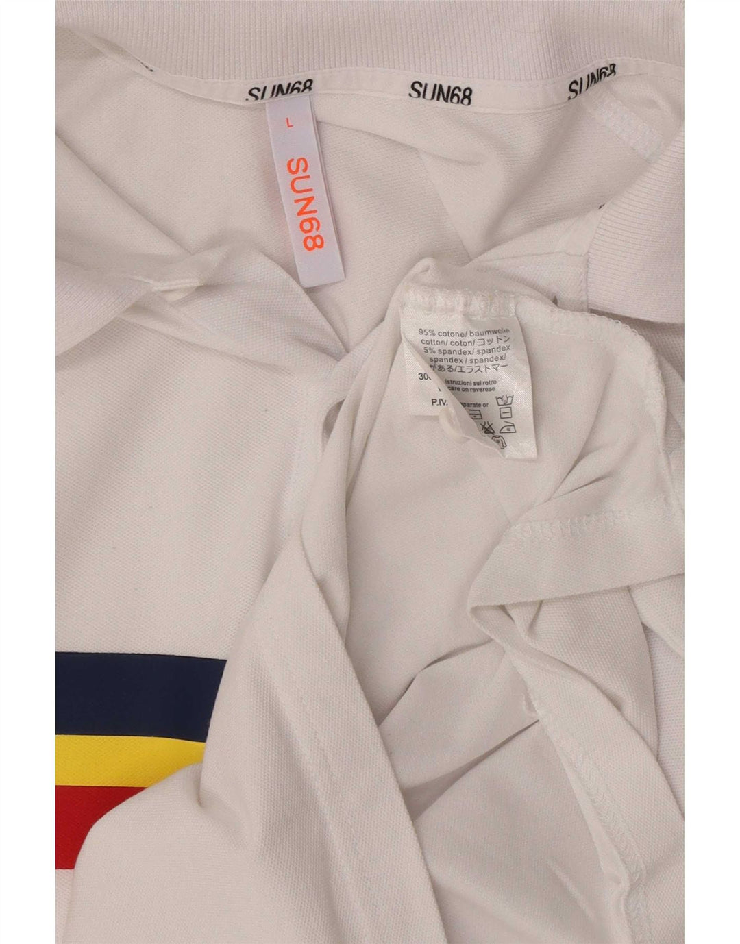 Tricou polo Sun68 pentru bărbați, bumbac cu dungi albe