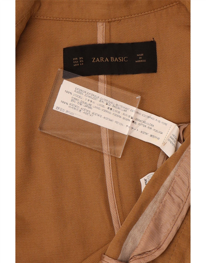 Jachetă Blazer Oversized Crop Open pentru femei Zara UK 6 XS Maro Lyocell