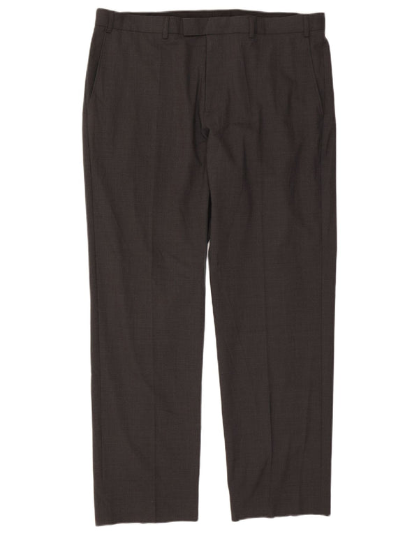 Pantaloni de costum pentru bărbați Marks & Spencer, cu tăiere obișnuită, L38 L31 Lână neagră