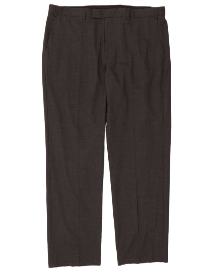 Pantaloni de costum pentru bărbați Marks & Spencer, cu tăiere obișnuită, L38 L31 Lână neagră