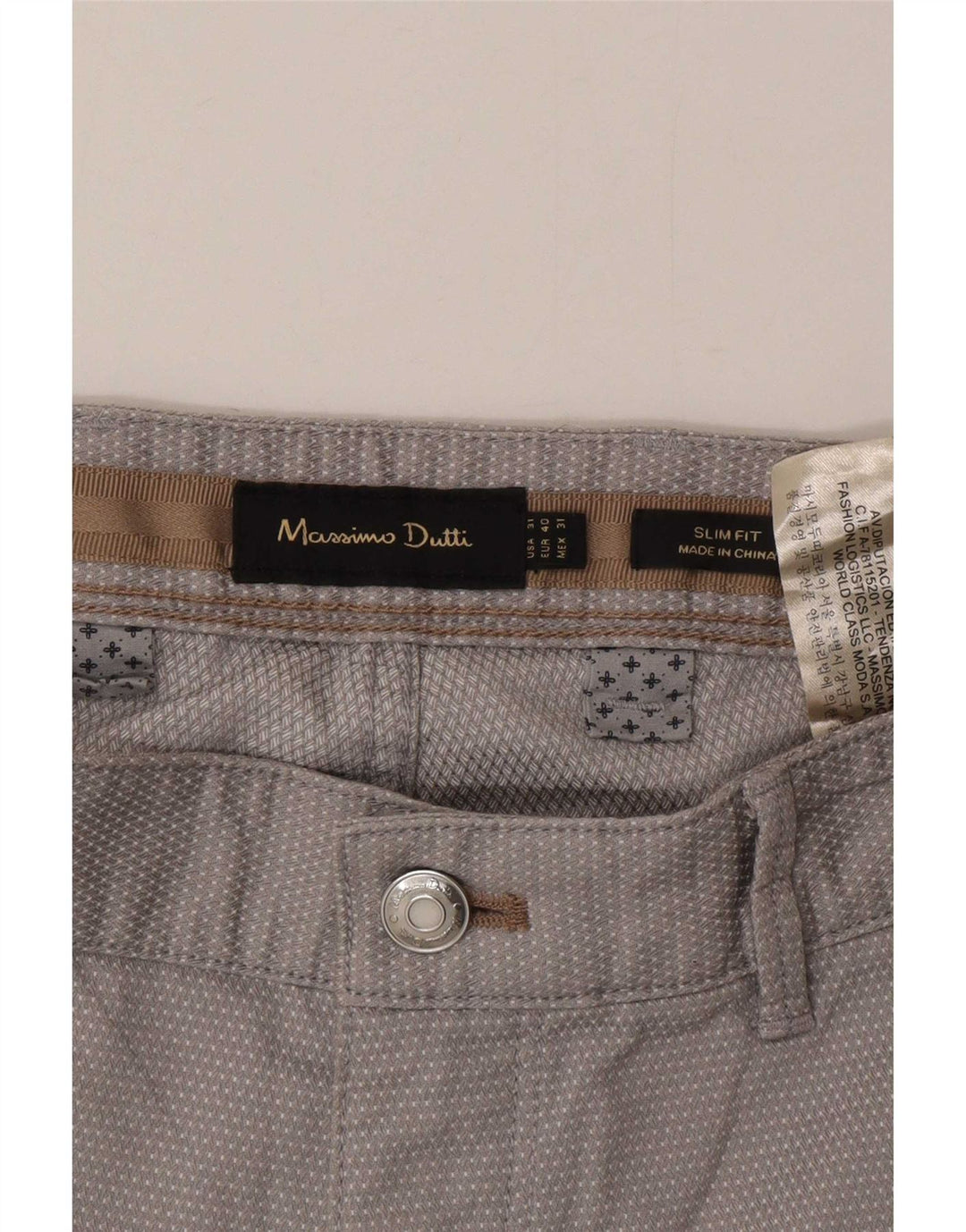 Massimo Dutti Pantaloni chino pentru bărbați EU 40 Medium W31 L30 Gri cu pete