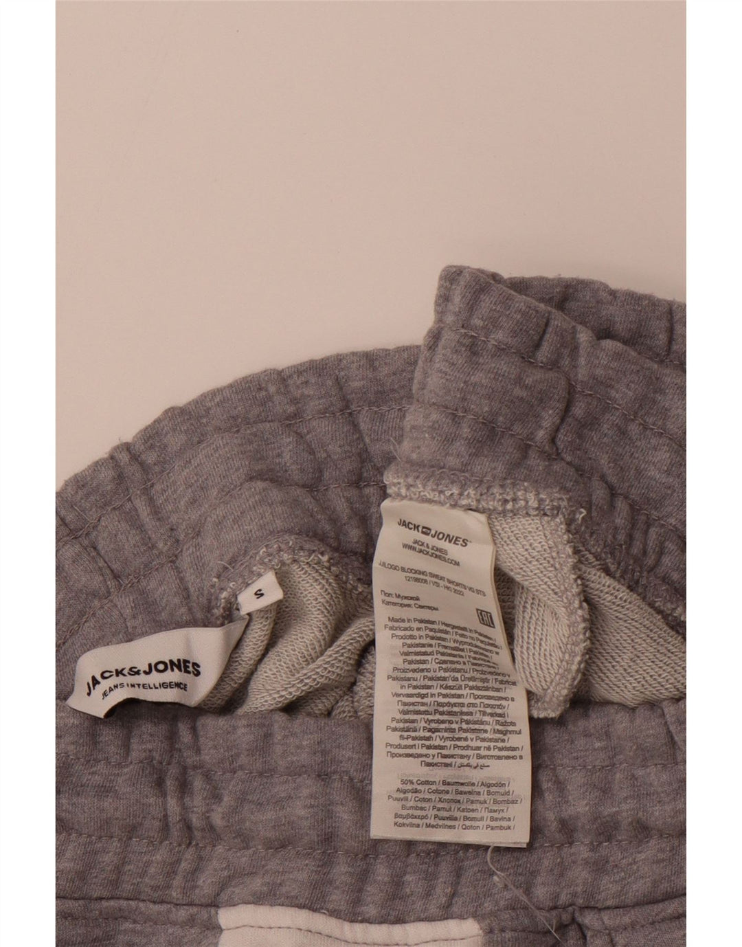 Pantaloni scurti sport grafic JACK & JONES pentru bărbați, bumbac color bloc, gri mici