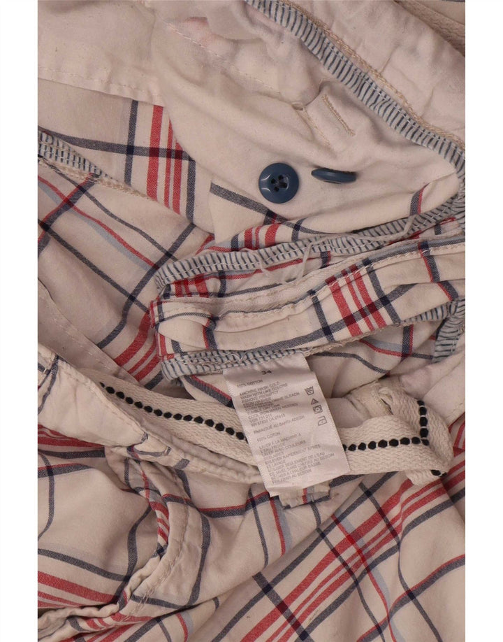 Pantaloni scurți cargo pentru bărbați Nautica W34, bumbac cu carouri albe mari