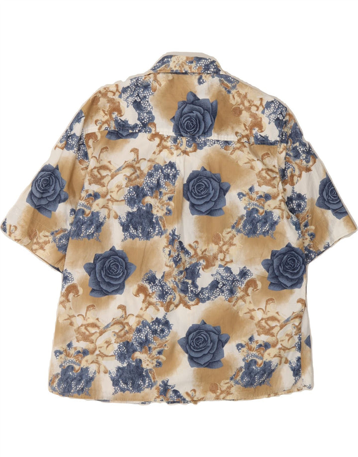 CECIL Mens Short Sleeve Shirt Medium Beige Floral Cotton Vintage Cecil and Second-Hand Cecil from Messina Hembry 