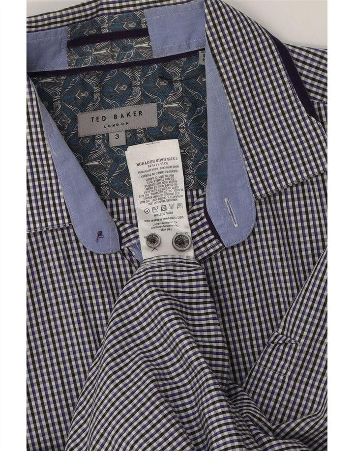 Cămașă pentru bărbați Ted Baker Mărimea 3, bumbac vichy albastru mediu