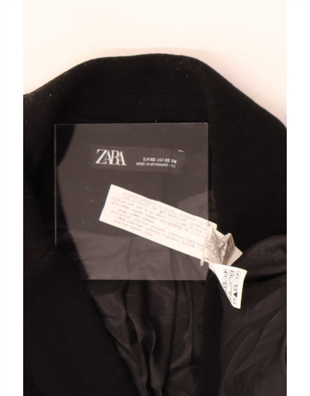 Palton dublu pentru femei Zara UK 6 XS Lână neagră