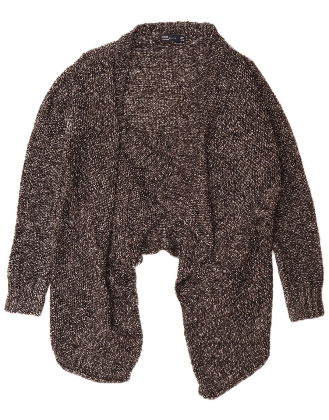 Pulover cardigan deschis asimetric pentru femei Zara UK 12 Medium Gri Pete