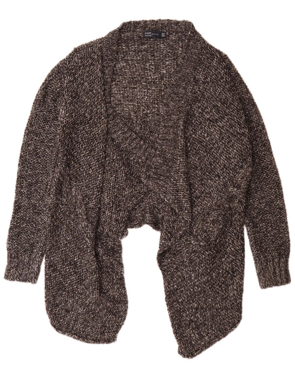 Pulover cardigan deschis asimetric pentru femei Zara UK 12 Medium Gri Pete
