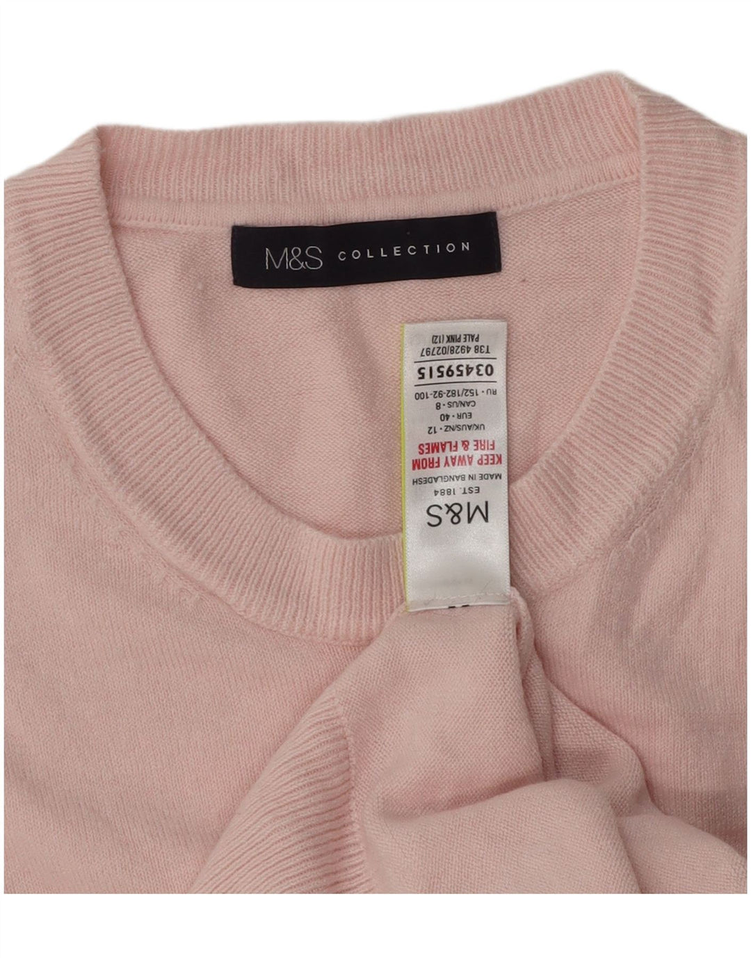 Pulover pentru femei Marks & Spencer cu decolteu triplu UK 12 Roz mediu