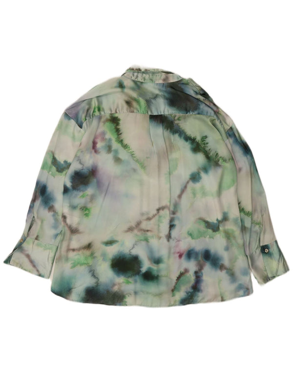 Bluză cămașă supradimensionată pentru femei Zara UK 14 Poliester Tie Dye verde mediu