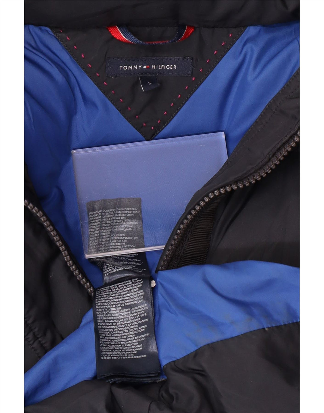 TOMMY HILFIGER Palton căptușit cu glugă pentru femei UK 10 Poliester bleumarin mic