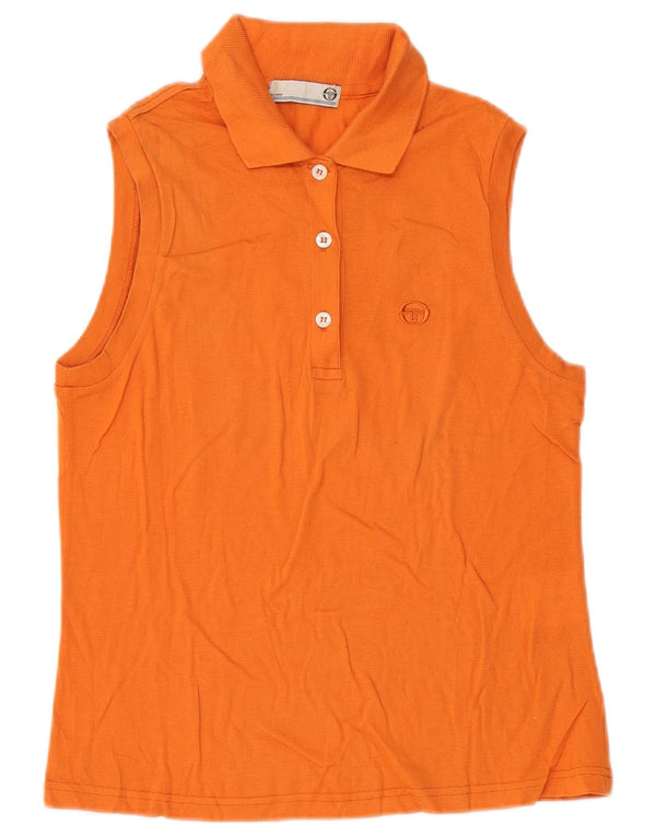 Sergio Tacchini Tricou polo fără mâneci pentru femei UK 8 mic bumbac portocaliu