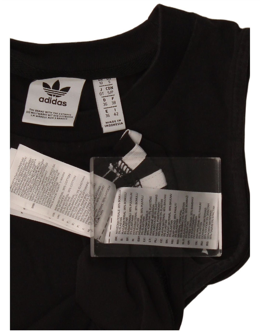 Vesta grafică pentru femei Adidas UK 10, bumbac negru mic
