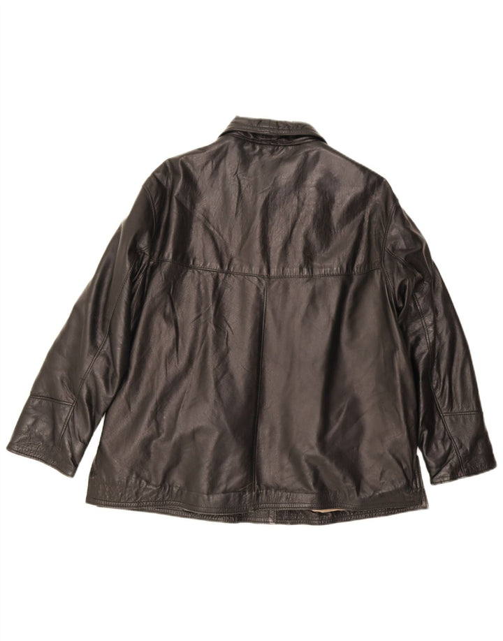 Jachetă de piele vintage pentru femei UK 12 Medium Black