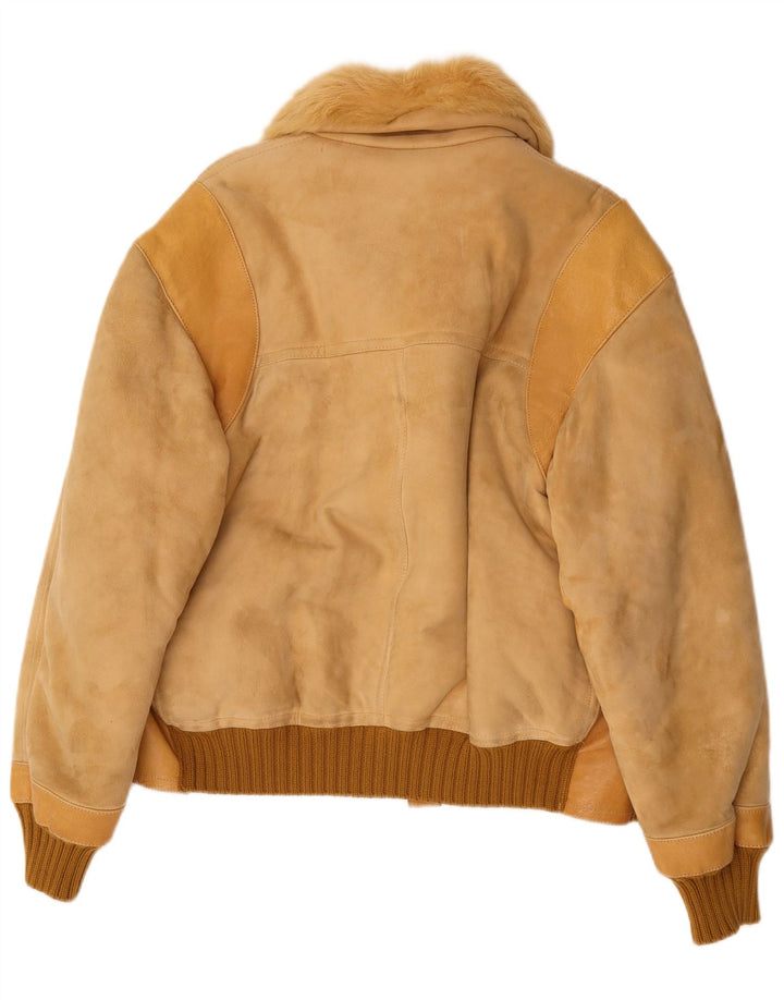 Jachetă din shearling vintage pentru bărbați UK 38 Bej mediu