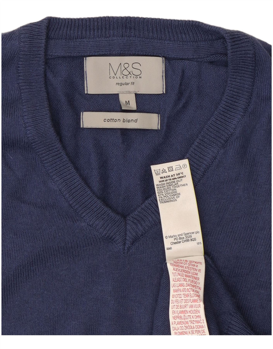 Pulover cu decolteu în V Marks & Spencer pentru bărbați, mediu bleumarin