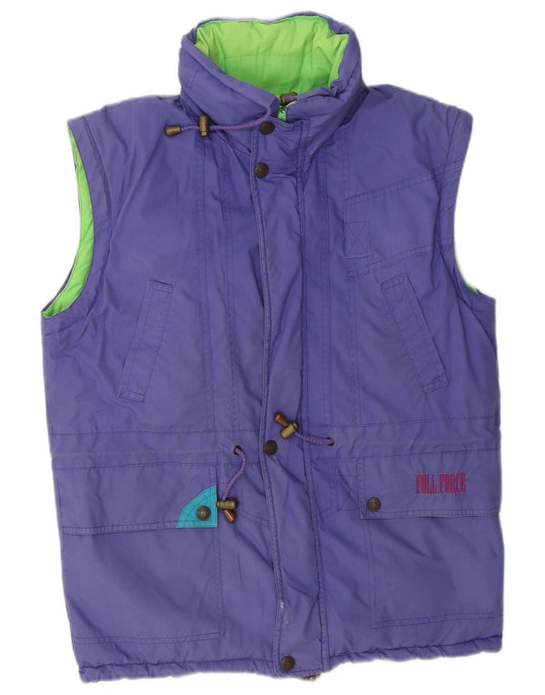 Gilet pentru bărbați vintage cu glugă, căptușită, reversabilă, UK 40, mare, violet