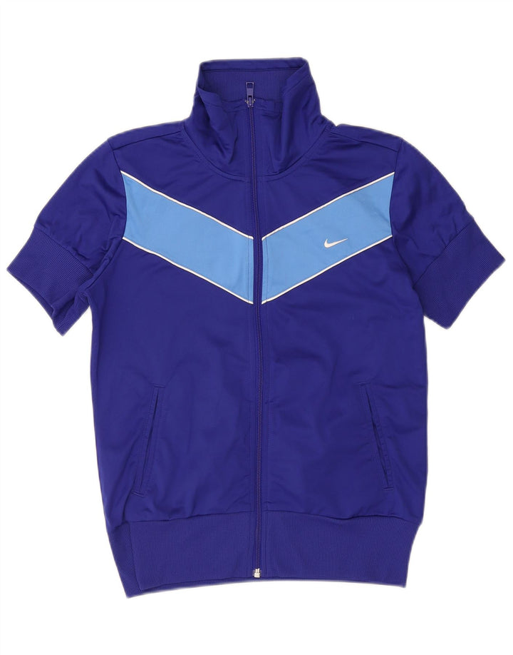 Jachetă de top pentru trening Nike pentru femei UK 14 Medium Bleumarin Colorblock