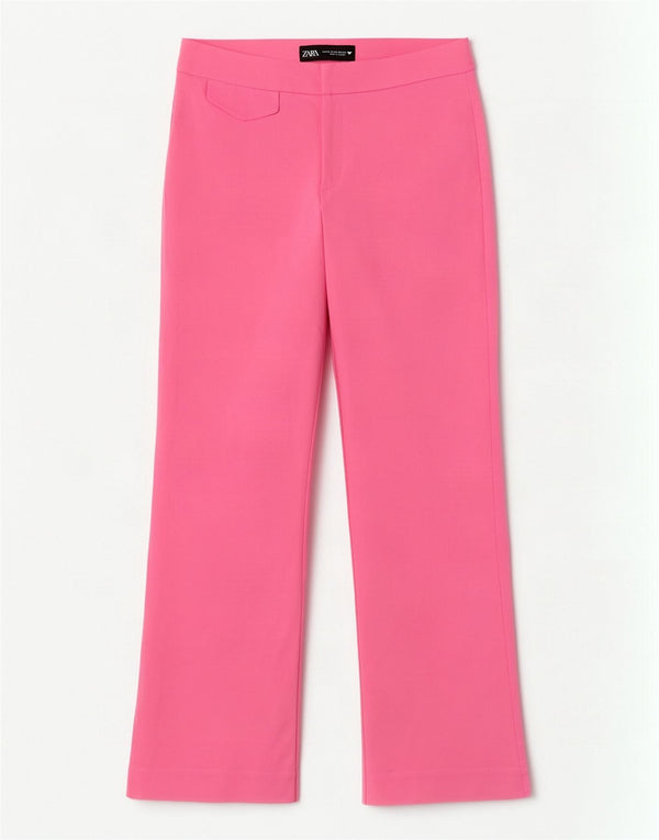 Pantaloni Drepți Casual Zara Femei XS L24 L25 Roz Bumbac