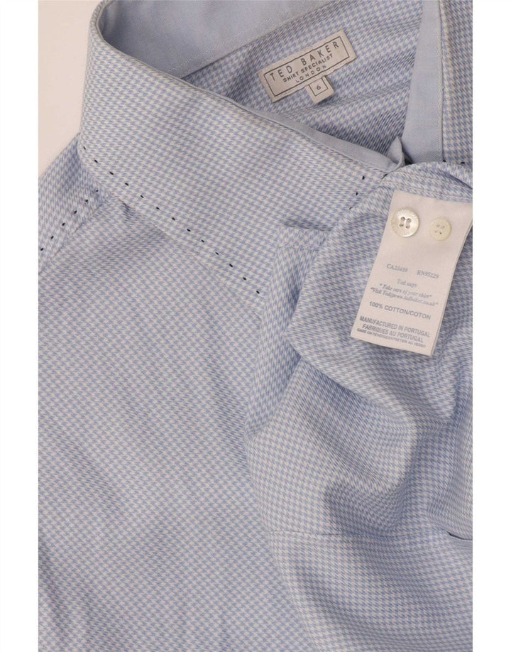 Cămașă pentru bărbați Ted Baker Mărimea 6 2XL Bumbac cu picior de găin albastru