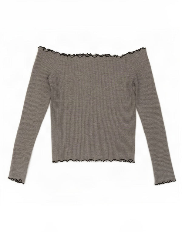Top pentru femei Zara Trafaluc Crop Off Shoulder UK 8 Small Gri