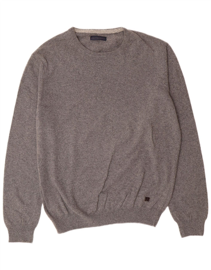 Pulover Trussardi pentru bărbați cu gât crew, 2XL, lână gri